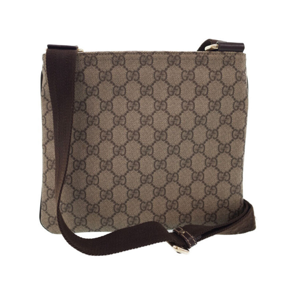 Gucci Crossbody GG Messenger Bag Brown Plus Monogram Flat